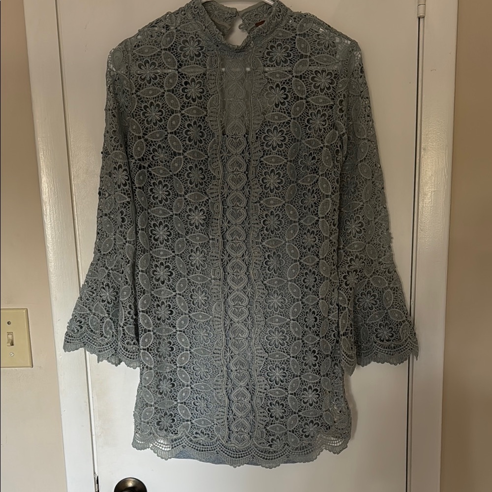 Free People Floral Lace Blouse - Gray